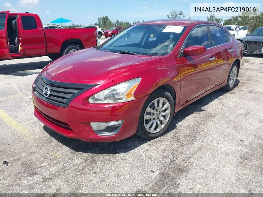 2015 Nissan Altima 2.5 S VIN: 1N4AL3AP4FC219016 Lot: 45695731