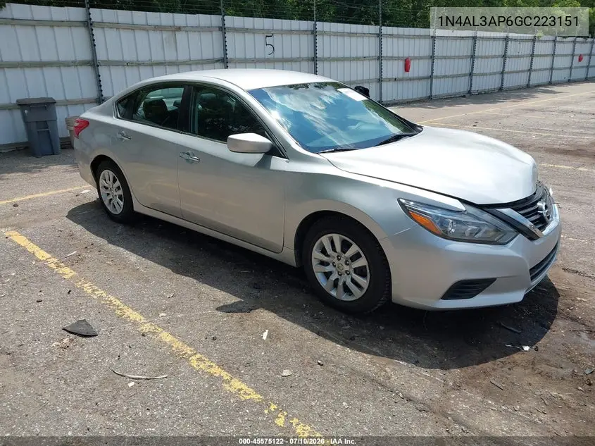 2016 Nissan Altima 2.5/2.5 S/2.5 Sl/2.5 Sr/2.5 Sv VIN: 1N4AL3AP6GC223151 Lot: 45575122