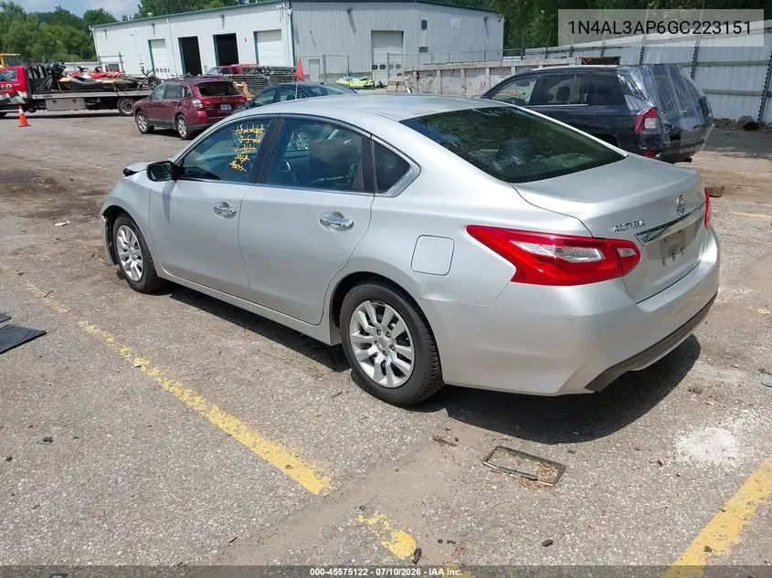2016 Nissan Altima 2.5/2.5 S/2.5 Sl/2.5 Sr/2.5 Sv VIN: 1N4AL3AP6GC223151 Lot: 45575122