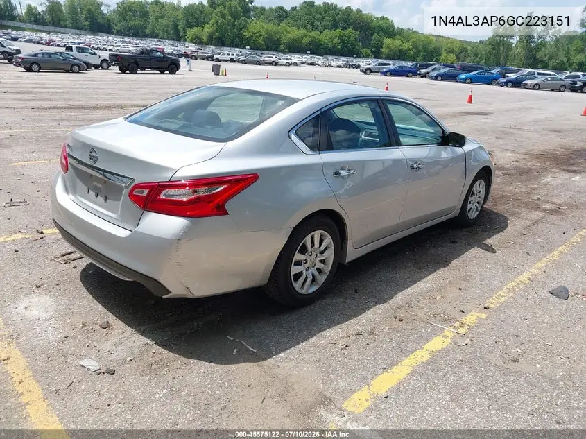 2016 Nissan Altima 2.5/2.5 S/2.5 Sl/2.5 Sr/2.5 Sv VIN: 1N4AL3AP6GC223151 Lot: 45575122