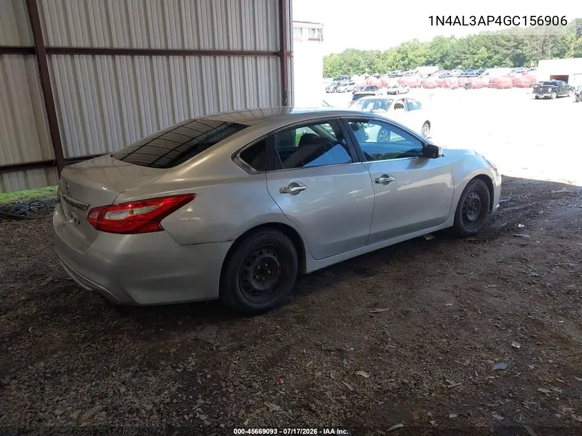2016 Nissan Altima 2.5/2.5 S/2.5 Sl/2.5 Sr/2.5 Sv VIN: 1N4AL3AP4GC156906 Lot: 45669093