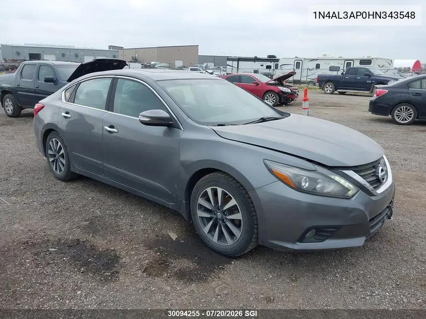 2017 Nissan Altima 2.5/S/Sv/Sl/Sr VIN: 1N4AL3AP0HN343548 Lot: 30094255