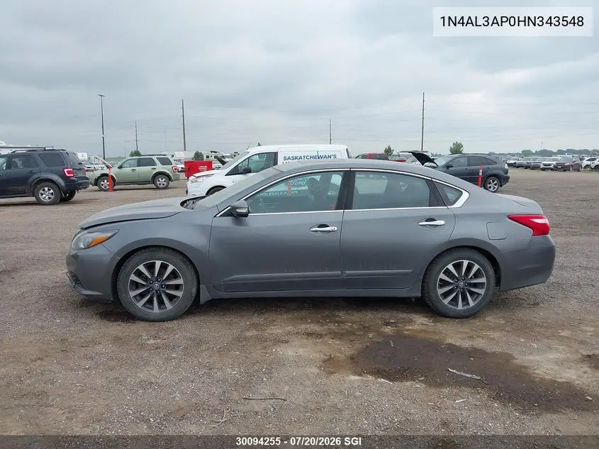 2017 Nissan Altima 2.5/S/Sv/Sl/Sr VIN: 1N4AL3AP0HN343548 Lot: 30094255