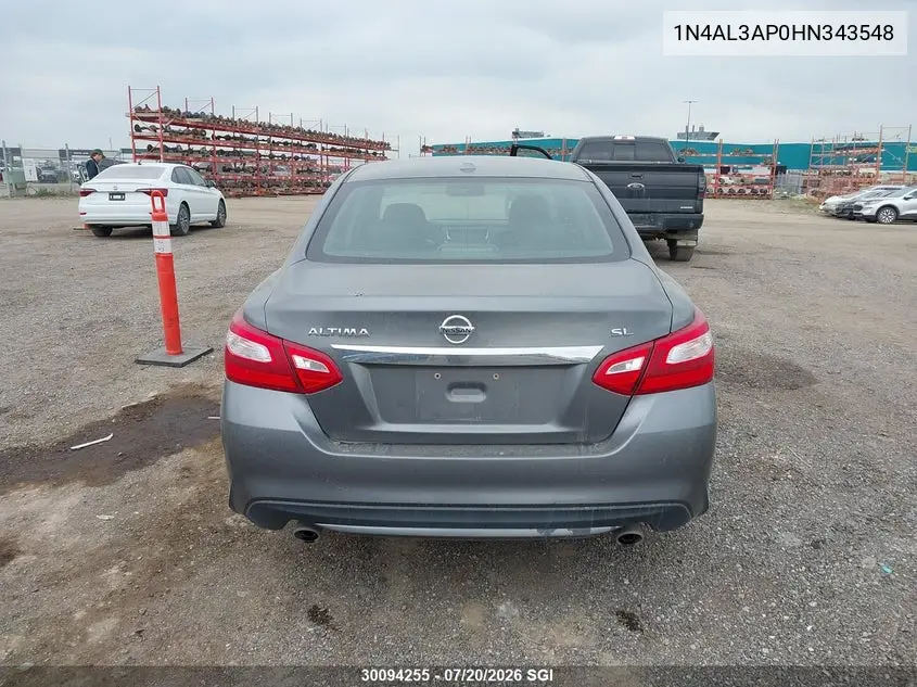 2017 Nissan Altima 2.5/S/Sv/Sl/Sr VIN: 1N4AL3AP0HN343548 Lot: 30094255