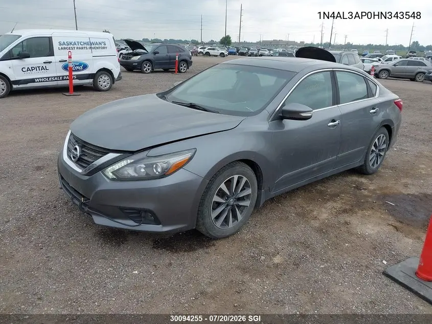 2017 Nissan Altima 2.5/S/Sv/Sl/Sr VIN: 1N4AL3AP0HN343548 Lot: 30094255