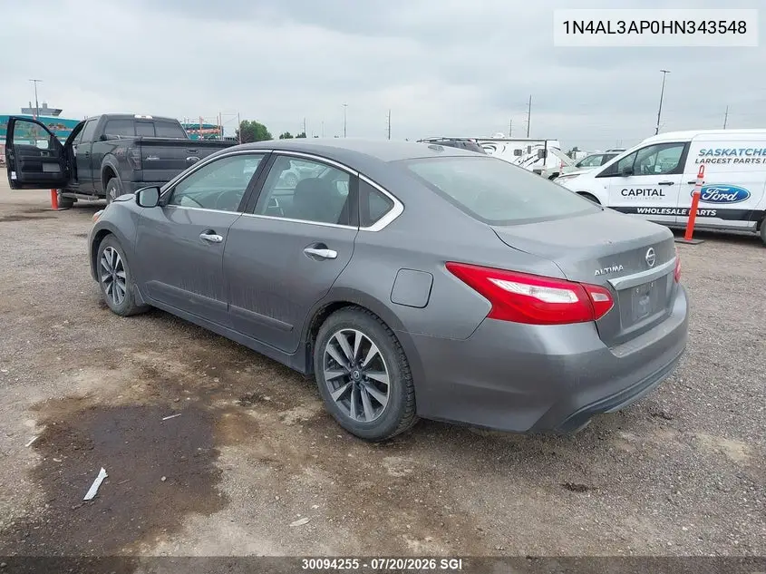2017 Nissan Altima 2.5/S/Sv/Sl/Sr VIN: 1N4AL3AP0HN343548 Lot: 30094255