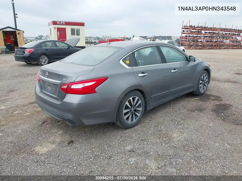 2017 Nissan Altima 2.5/S/Sv/Sl/Sr VIN: 1N4AL3AP0HN343548 Lot: 30094255