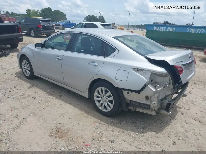 2018 Nissan Altima 2.5 S VIN: 1N4AL3AP2JC106058 Lot: 45674838