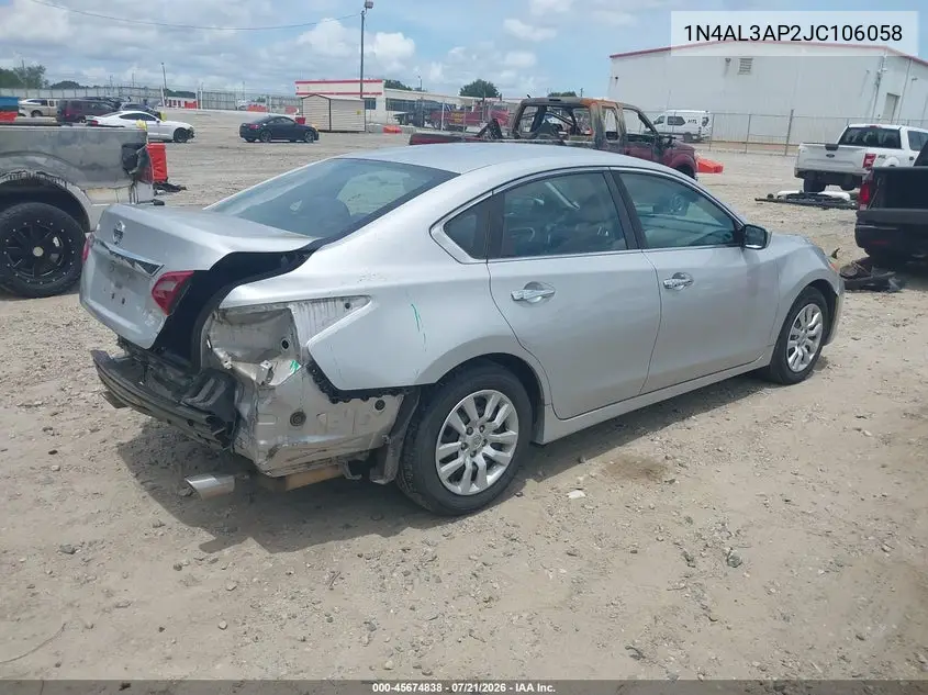 2018 Nissan Altima 2.5 S VIN: 1N4AL3AP2JC106058 Lot: 45674838