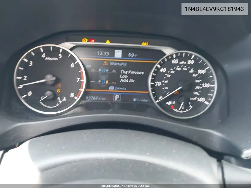 1N4BL4EV9KC181943 2019 Nissan Altima 2.5 Sl