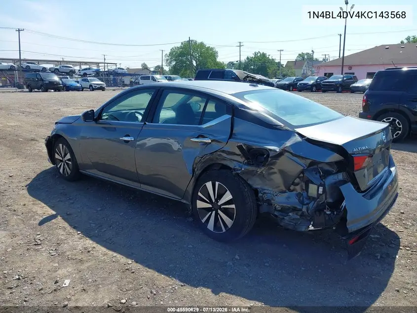 2019 Nissan Altima 2.5 Sv VIN: 1N4BL4DV4KC143568 Lot: 45590629