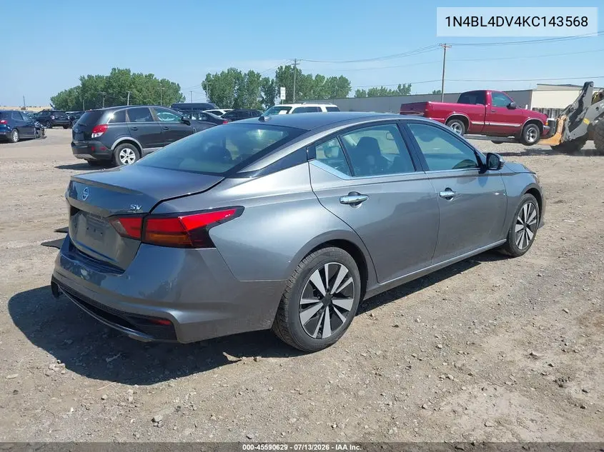 2019 Nissan Altima 2.5 Sv VIN: 1N4BL4DV4KC143568 Lot: 45590629