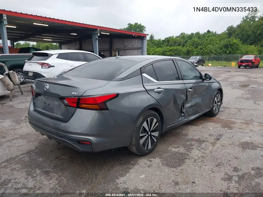 1N4BL4DV0MN335433 2021 Nissan Altima Sv Fwd