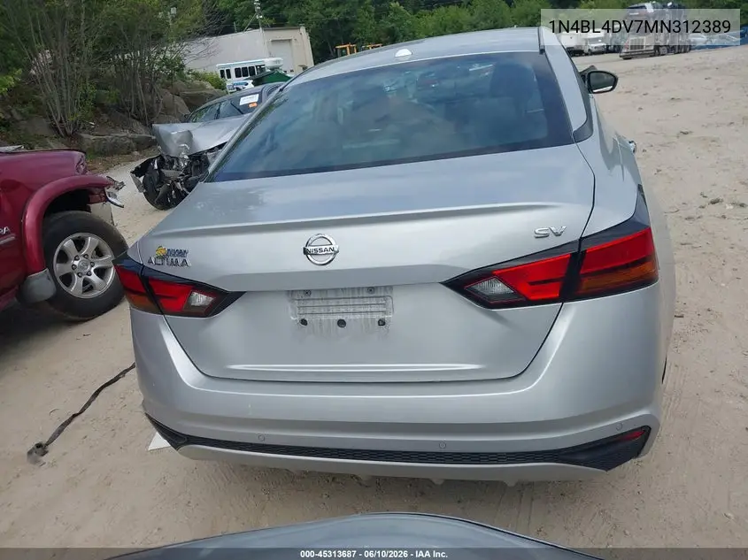 2021 Nissan Altima Sv Fwd VIN: 1N4BL4DV7MN312389 Lot: 45313687