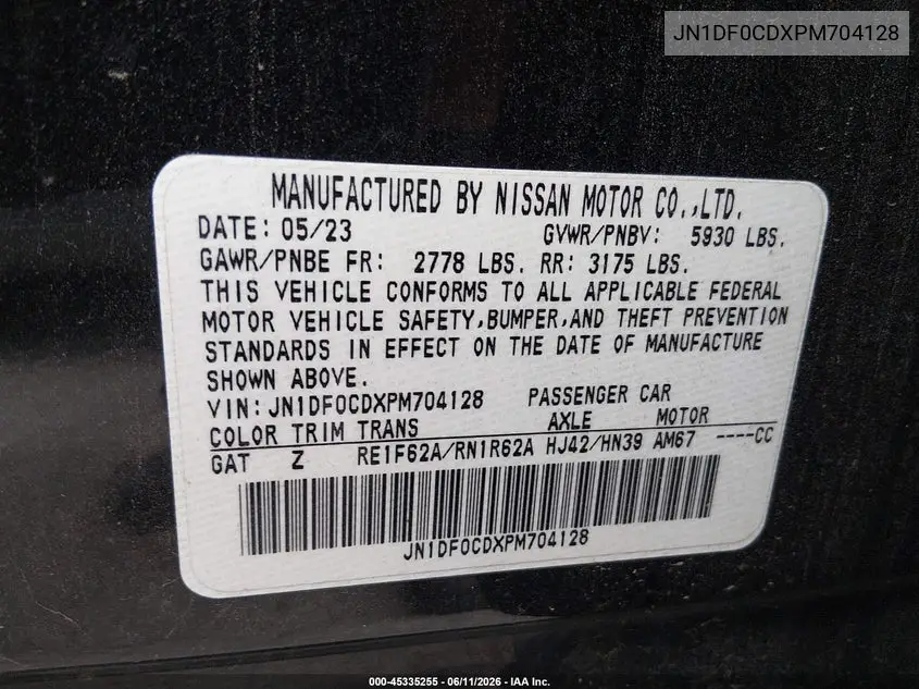 2023 Nissan Ariya Platinum+ VIN: JN1DF0CDXPM704128 Lot: 45335255
