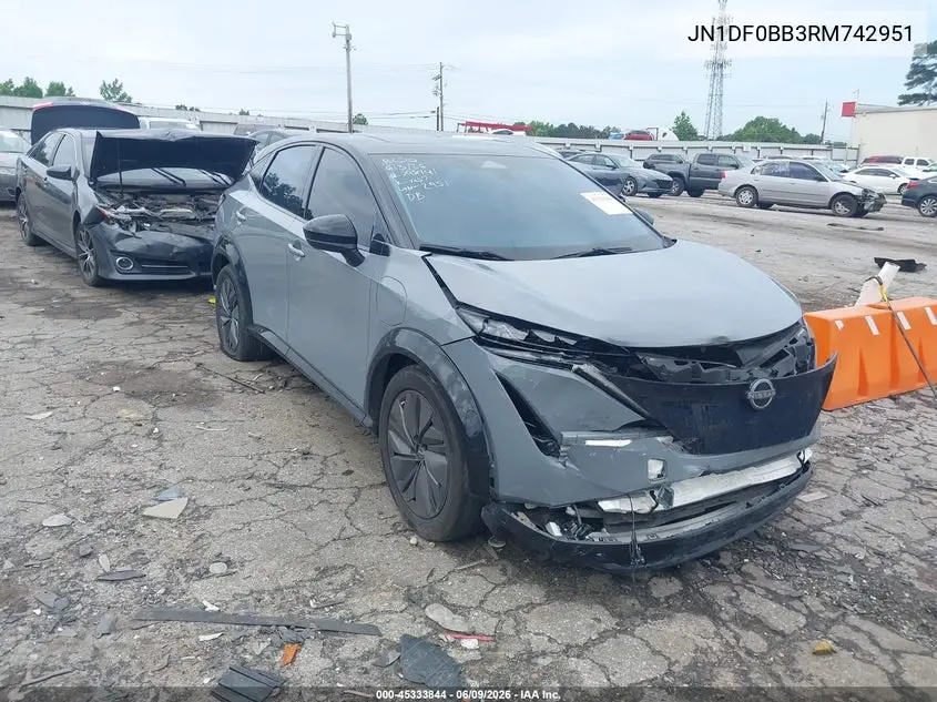 2024 Nissan Ariya Evolve+ VIN: JN1DF0BB3RM742951 Lot: 45333844