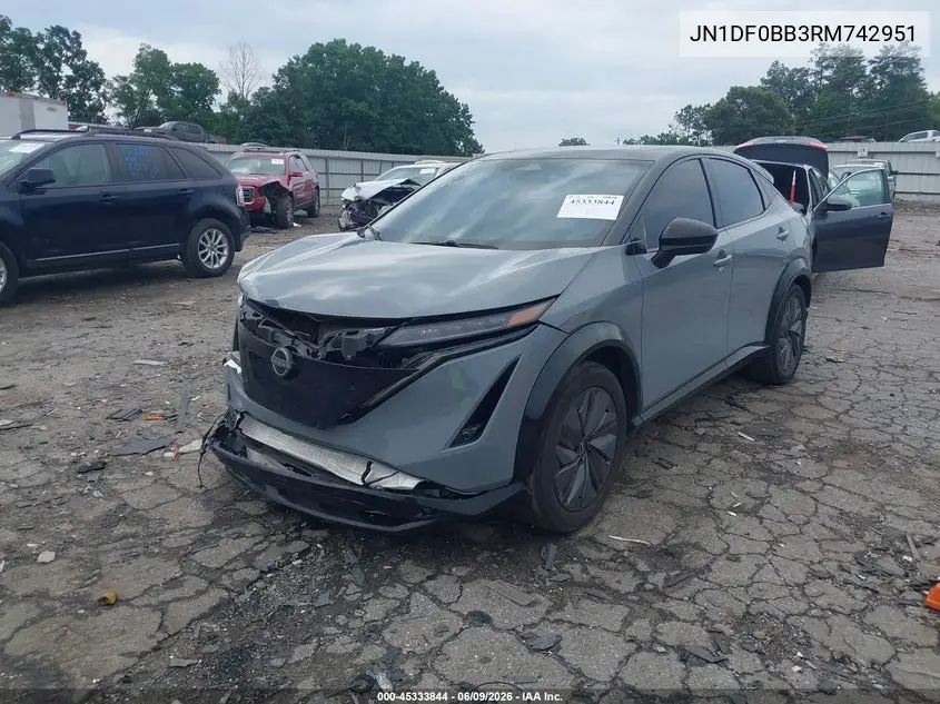 2024 Nissan Ariya Evolve+ VIN: JN1DF0BB3RM742951 Lot: 45333844