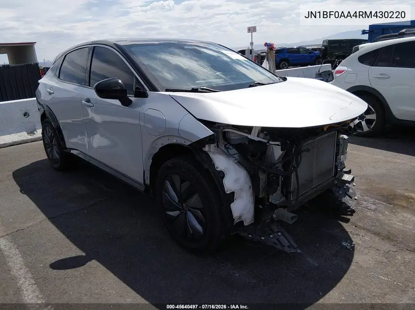 2024 Nissan Ariya Venture+ VIN: JN1BF0AA4RM430220 Lot: 45640497