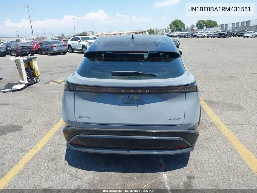 2024 Nissan Ariya Evolve+ VIN: JN1BF0BA1RM431551 Lot: 45655289