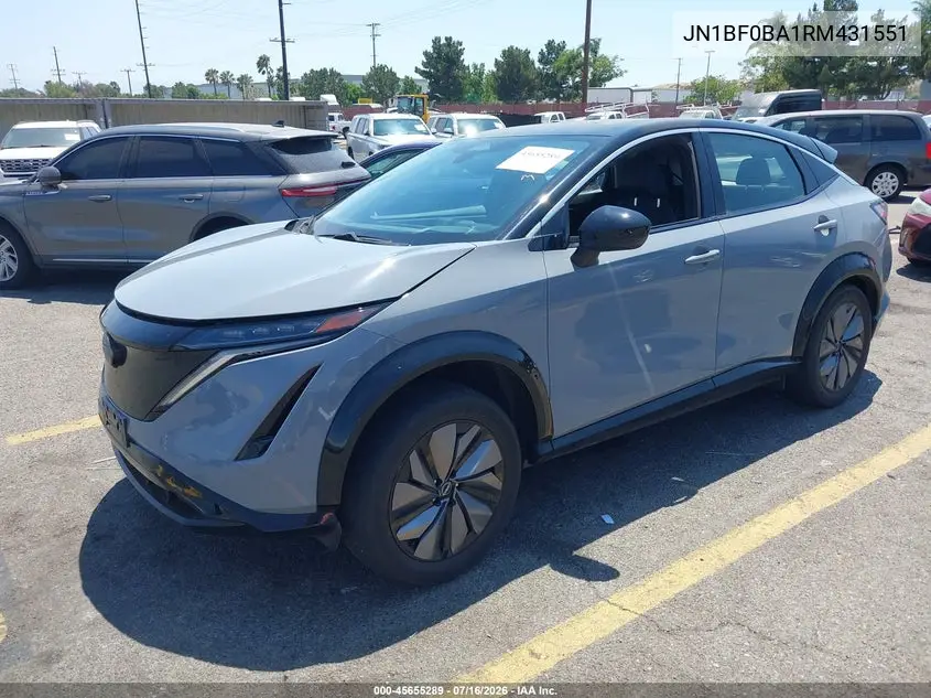 2024 Nissan Ariya Evolve+ VIN: JN1BF0BA1RM431551 Lot: 45655289