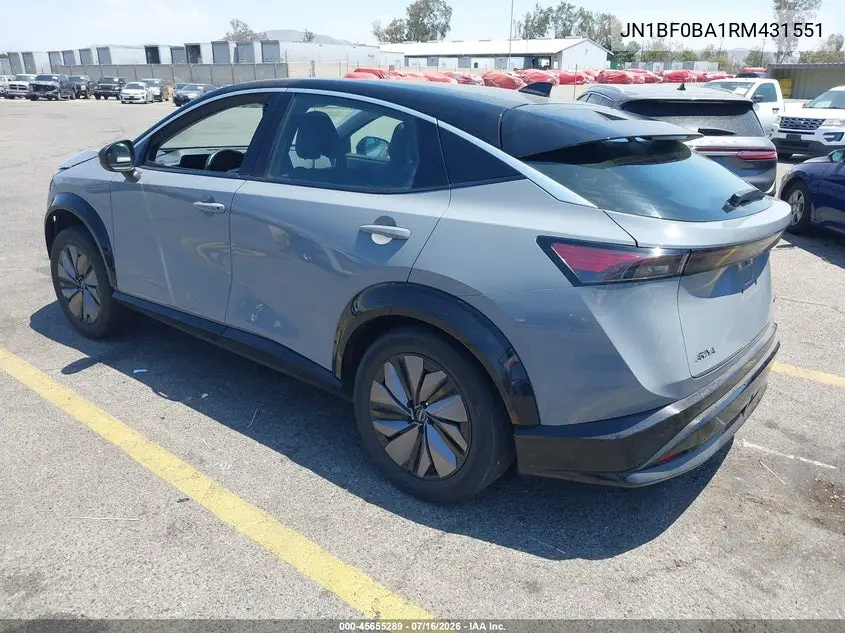 2024 Nissan Ariya Evolve+ VIN: JN1BF0BA1RM431551 Lot: 45655289