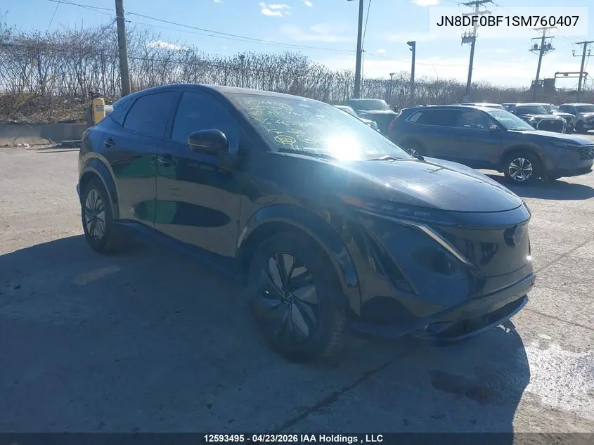 2025 Nissan Ariya Evolve+/Engage + VIN: JN8DF0BF1SM760407 Lot: 12593495