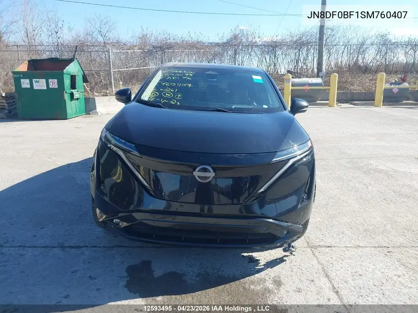 2025 Nissan Ariya Evolve+/Engage + VIN: JN8DF0BF1SM760407 Lot: 12593495