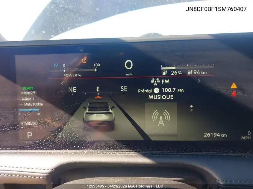 2025 Nissan Ariya Evolve+/Engage + VIN: JN8DF0BF1SM760407 Lot: 12593495