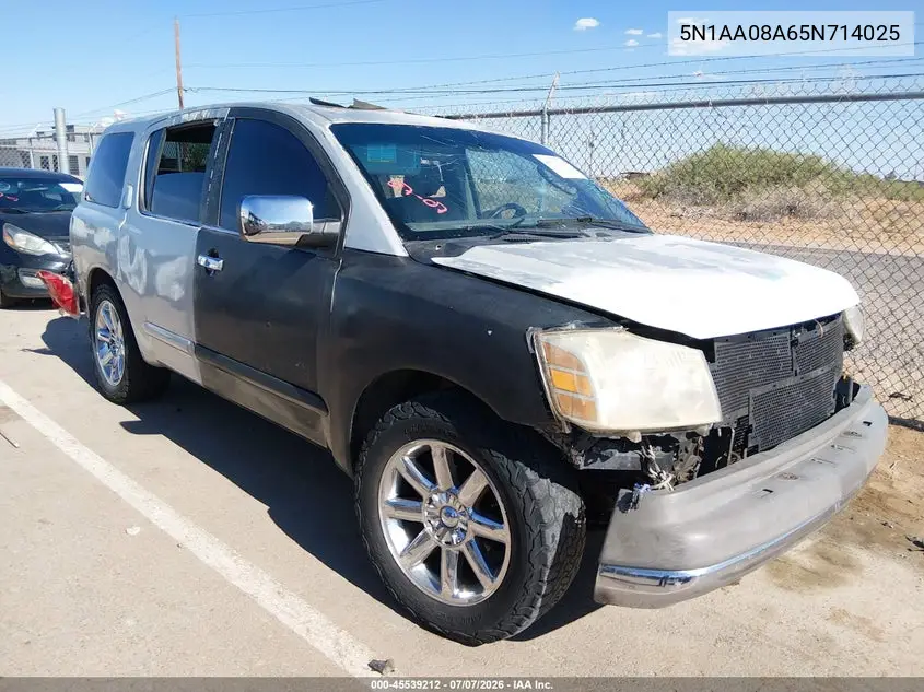 2005 Nissan Armada Se VIN: 5N1AA08A65N714025 Lot: 45539212