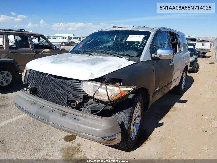 2005 Nissan Armada Se VIN: 5N1AA08A65N714025 Lot: 45539212