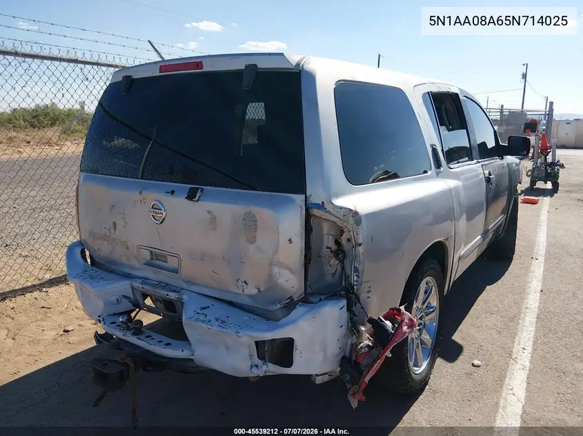 2005 Nissan Armada Se VIN: 5N1AA08A65N714025 Lot: 45539212