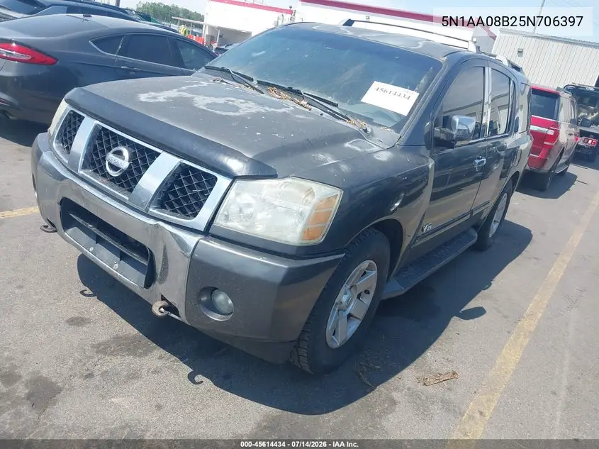2005 Nissan Armada Le VIN: 5N1AA08B25N706397 Lot: 45614434