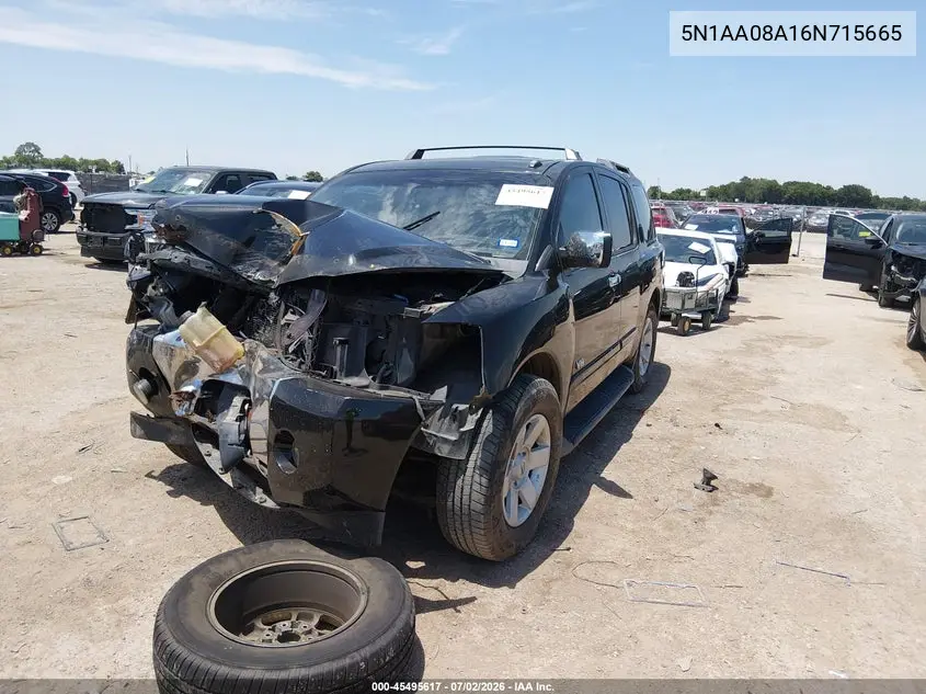 2006 Nissan Armada Le VIN: 5N1AA08A16N715665 Lot: 45495617