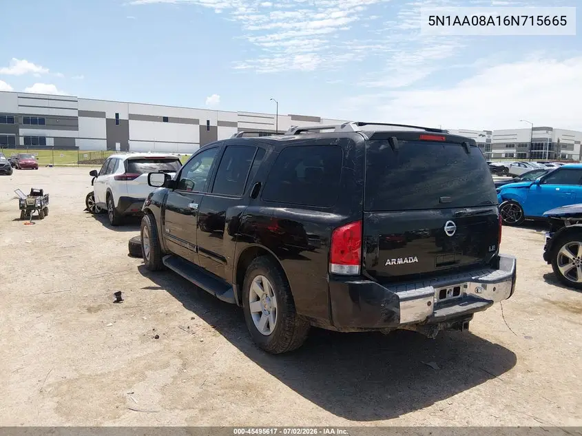 2006 Nissan Armada Le VIN: 5N1AA08A16N715665 Lot: 45495617