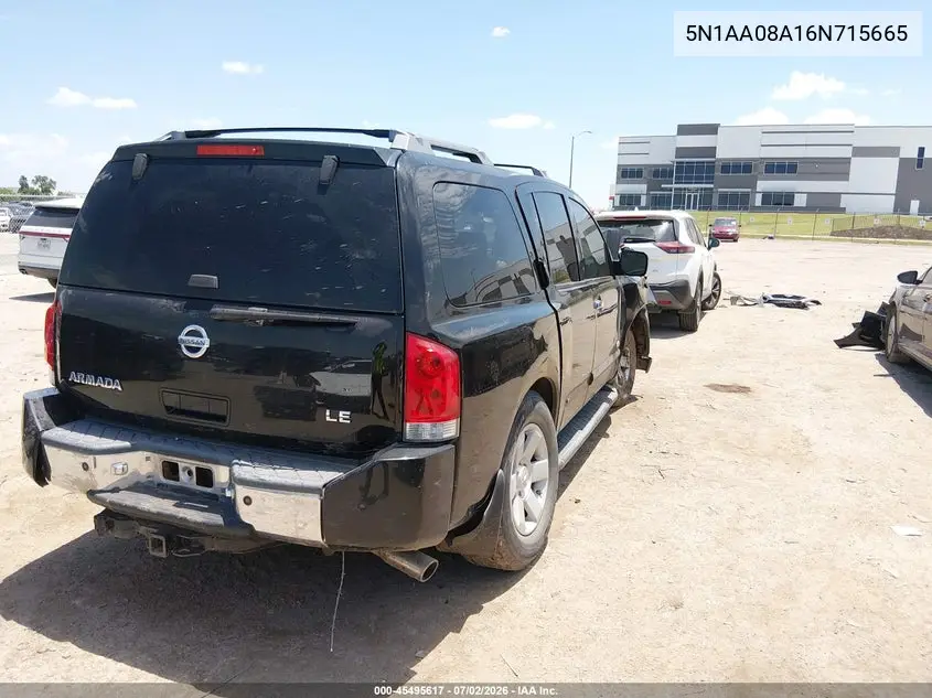 2006 Nissan Armada Le VIN: 5N1AA08A16N715665 Lot: 45495617