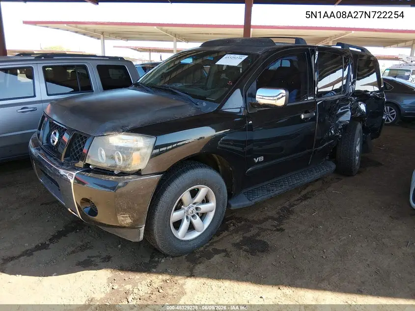 2007 Nissan Armada Se VIN: 5N1AA08A27N722254 Lot: 45329238