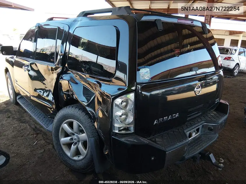 2007 Nissan Armada Se VIN: 5N1AA08A27N722254 Lot: 45329238
