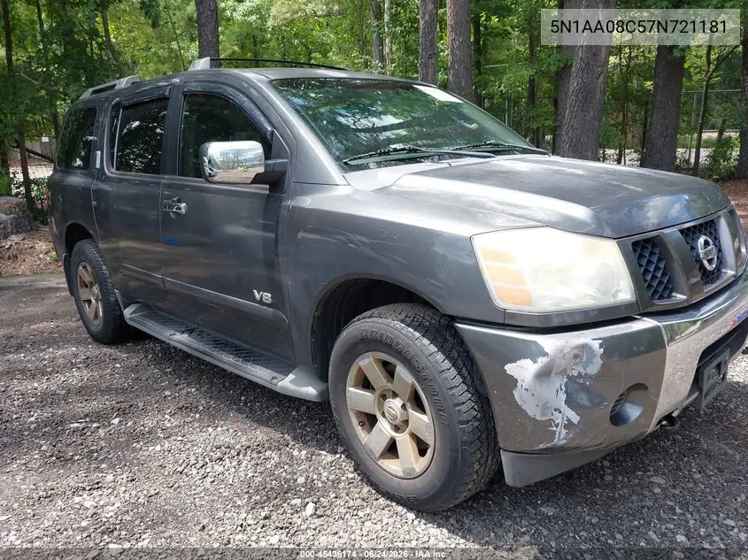 2007 Nissan Armada Se VIN: 5N1AA08C57N721181 Lot: 45436174