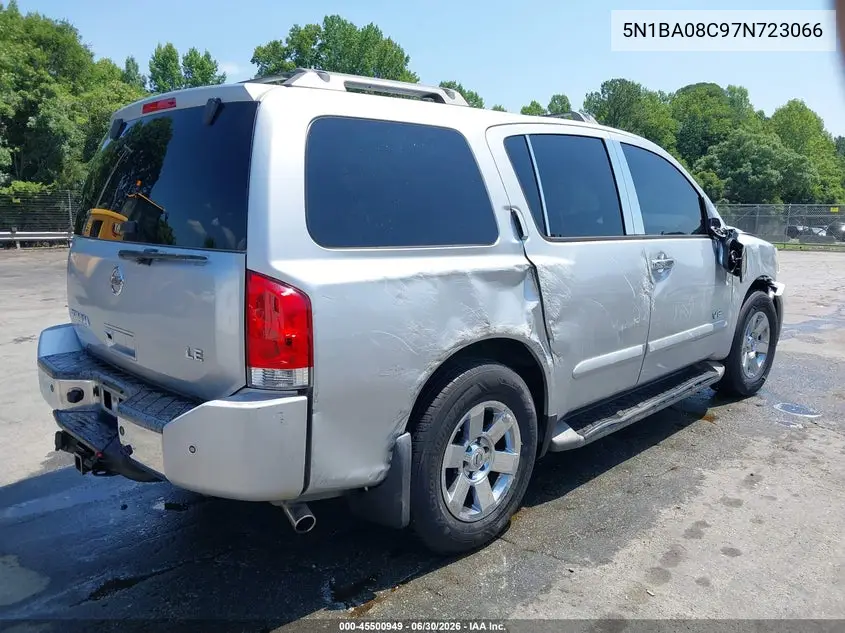 2007 Nissan Armada Le VIN: 5N1BA08C97N723066 Lot: 45500949