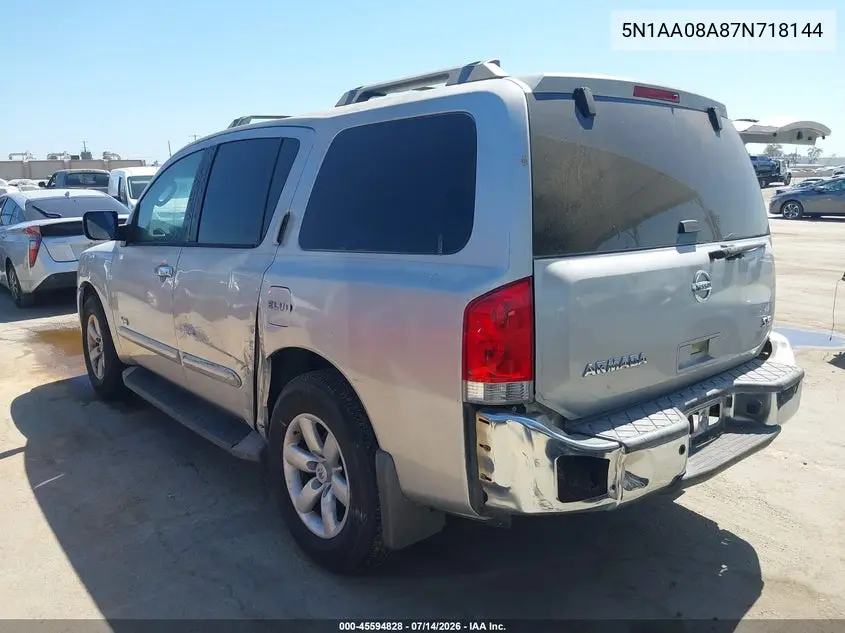 2007 Nissan Armada Se VIN: 5N1AA08A87N718144 Lot: 45594828