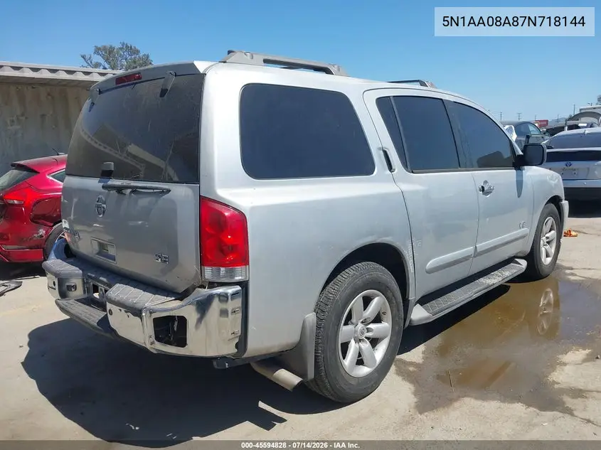 2007 Nissan Armada Se VIN: 5N1AA08A87N718144 Lot: 45594828