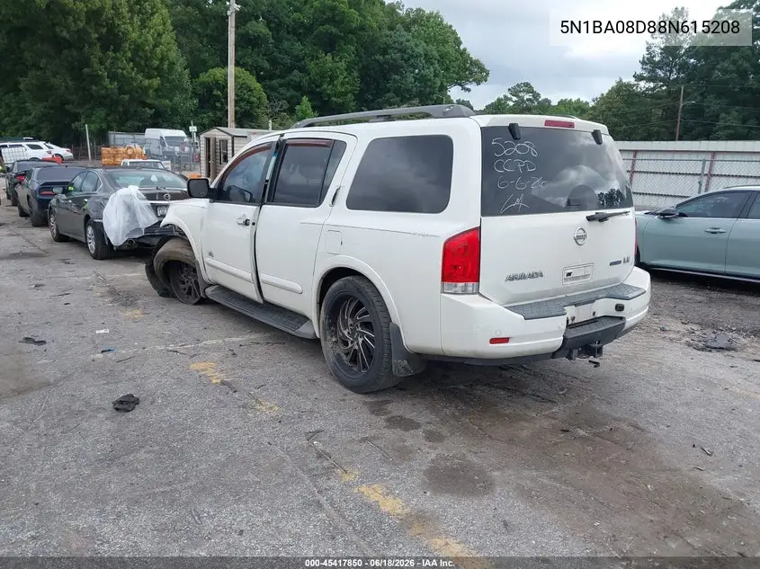 2008 Nissan Armada Le VIN: 5N1BA08D88N615208 Lot: 45417850