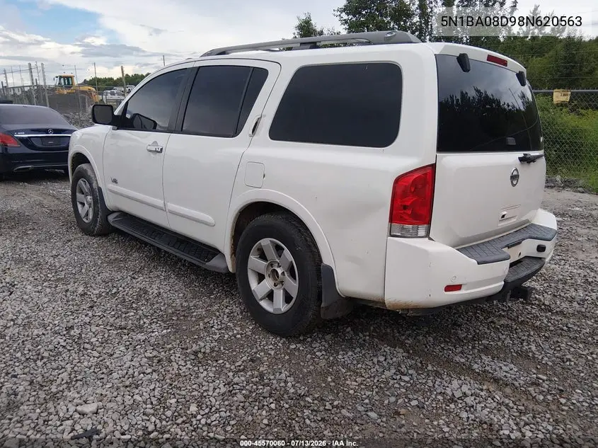 2008 Nissan Armada Le VIN: 5N1BA08D98N620563 Lot: 45570060