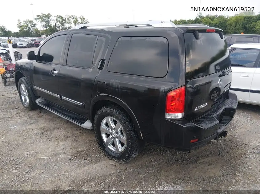 2010 Nissan Armada Platinum VIN: 5N1AA0NCXAN619502 Lot: 45447185