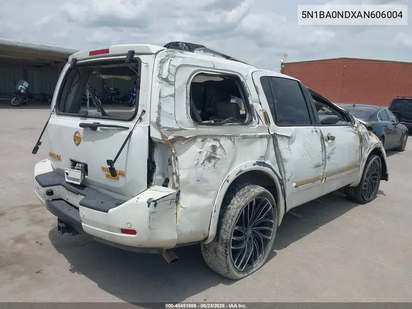 2010 Nissan Armada Titanium VIN: 5N1BA0NDXAN606004 Lot: 45451886