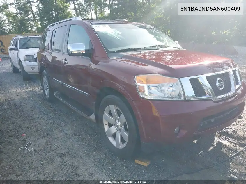 2010 Nissan Armada Titanium VIN: 5N1BA0ND6AN600409 Lot: 45467382