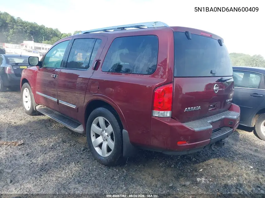 2010 Nissan Armada Titanium VIN: 5N1BA0ND6AN600409 Lot: 45467382