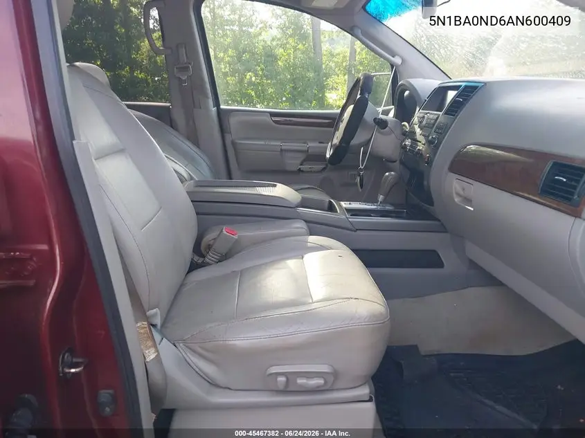 2010 Nissan Armada Titanium VIN: 5N1BA0ND6AN600409 Lot: 45467382