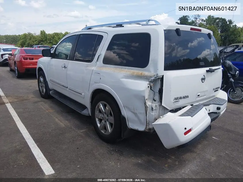 2010 Nissan Armada Platinum VIN: 5N1BA0NF0AN601427 Lot: 45573282