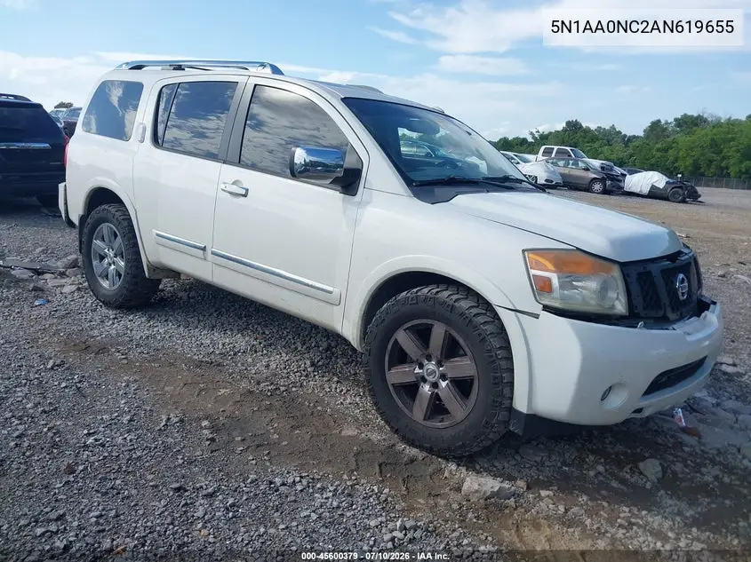 2010 Nissan Armada Titanium VIN: 5N1AA0NC2AN619655 Lot: 45600379